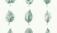 Watercolor green leaves collection isolated on white background for botanical design projects and natural decoration elements.