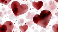 Romantic seamless pattern with deep red gradient hearts and soft pink circles on white background, creating dreamy Valentine's Day design for wrapping paper and textiles.