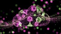 Digital cloud computing network with glowing geometric nodes and data streams on dark background for technology and connectivity concepts.