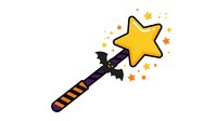 Magic wand with golden star isolated on white background, ready for design use on apparel, clipart, and promotional materials.