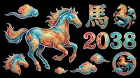 Colorful decorative horse with flowing mane and ornamental design elements, isolated on transparent background. Ready for t-shirt design, clipart, stickers, sublimation, and print-on-demand projects.