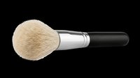Fluffy powder makeup brush with black handle isolated on transparent background, ready for beauty, cosmetic, T-shirt, sticker, and print on demand design use.