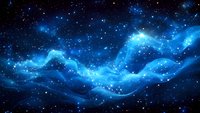 Luminous blue nebula with swirling cosmic clouds and bright stars scattered across dark space background, creating ethereal celestial formation in deep universe.