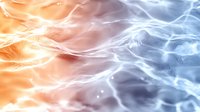 Ethereal abstract background with glowing orange and blue smoke waves creating dynamic flowing patterns. Mystical energy streams blend in contrasting colors.