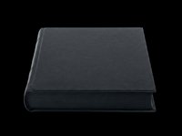 Closed black hardcover book isolated on transparent background, ready for design use on t-shirts, clipart, stickers, and print-on-demand products.