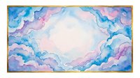 Dreamy pastel clouds in soft pink and blue watercolor style creating ethereal sky background for meditation, wellness and spiritual design projects.