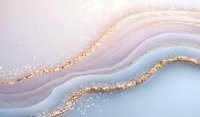 Luxurious fluid art background with flowing gold glitter waves in pastel pink and blue tones, abstract marble texture with shimmering golden veins.