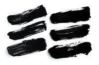 Black brush strokes collection on white background, grunge texture paint elements for artistic design and typography. Isolated set for creative projects.