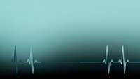 Medical heartbeat pulse rhythm on teal gradient background for healthcare cardiology monitoring displays and medical technology presentations.