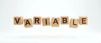 Wooden letter blocks spelling VARIABLE on white background, isolated for business and programming concepts in education and development projects.