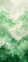 Soft green watercolor abstract background with gradient effect from dark emerald to light mint, creating ethereal cloudy texture for wall art and stationery design.