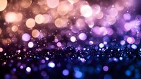 Magical bokeh lights creating dreamy atmosphere with purple and pink glowing circles on dark blue background, festive sparkle effect for holiday designs.