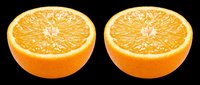 Pair of fresh orange halves isolated on transparent background, ready for culart, print-on-demand, t-shirt designs, stickers, and sublimation projects.