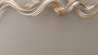 Flowing metallic gold and silver ribbons wave across neutral beige background, creating elegant abstract design for luxury branding and modern graphic projects.