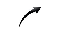Black curved arrow pointing upward and right on white background isolated for graphic design and presentation use.