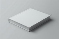 White blank hardcover book mockup on gray background for branding and design presentation projects.