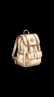 Vintage canvas backpack with brown leather straps and accents, isolated on transparent background. Ready for t-shirt designs, clipart, stickers, print-on-demand products, and sublimation projects.