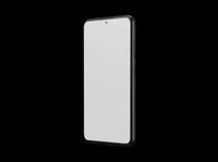 Smartphone with blank screen in perspective view, isolated on transparent background. Ready for mockup, app presentation, t-shirt, sticker, and print on demand design use.