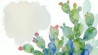 Watercolor cactus plants with pink flowers and green blue tones on white background. Desert botanical illustration for home decor and nature designs.