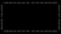 Elegant golden floral border frame on black background with decorative leaf pattern corners and sides for luxury design projects and formal invitations.