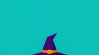 Isolated purple witch hat with orange buckle band on turquoise background, ready for design projects, merchandise, and digital applications.