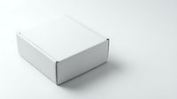 White blank cardboard box on light background, closed postal packaging mockup for branding, shipping, and product presentation design.
