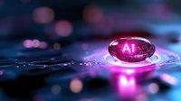 Glowing AI sphere with pink neon light on futuristic circuit board background representing artificial intelligence technology and machine learning concepts.