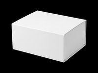 White magnetic closure gift box isolated on transparent background, ready for mockup, packaging design, print on demand, stickers, and product branding use.