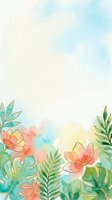 Watercolor tropical floral border with gold line art leaves and pink flowers on soft pastel background, perfect for cards and social media.