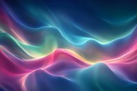 Vibrant flowing waves of colorful light creating abstract aurora-like pattern with neon pink, blue, and green glowing curves against dark background for creative design projects.