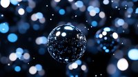 Transparent glass sphere with sparkling lights and bokeh effects on dark background for luxury design projects and festive decorations.