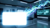 Futuristic digital network connections with glowing polygonal mesh overlay in modern tech environment for data visualization and connectivity concepts.