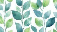 Watercolor eucalyptus leaves pattern in green and blue tones on white background, creating a fresh botanical design for fabric, wallpaper, and stationery.