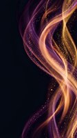 Abstract flowing light waves with golden purple sparkles on dark background for luxury digital design and modern technology presentations.