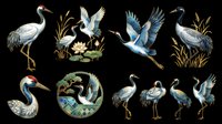 Watercolor wading birds and herons isolated on transparent background, ready for t-shirt design, clipart, stickers, sublimation and print-on-demand projects.