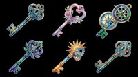 Ornate vintage keys with decorative metallic finishes isolated on transparent background. Ready for t-shirt designs, clipart, stickers, print-on-demand products, and sublimation projects.