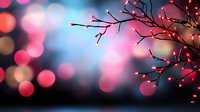 Glowing pink cherry blossom branches against blurred bokeh background create dreamy romantic atmosphere for spring season celebrations and festive designs.