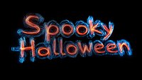 Spooky Halloween text with glowing neon light effect on black background for party invitations, decorations and seasonal marketing materials.