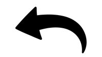 Black curved arrow pointing left on white background isolated for graphic design and web interface elements.