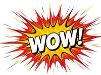 Comic book explosion burst with WOW text in bold letters. Colorful pop art style starburst with red and yellow rays for graphic design projects.
