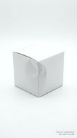White cardboard cube box isolated on white background for product packaging, shipping and storage solutions.