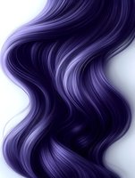 Flowing purple hair strands with wavy texture and glossy shine on white background, creating dynamic movement and luxurious appearance for beauty and fashion designs.