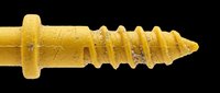 Yellow concrete screw bolt with spiral thread, isolated on transparent background, ready for construction, hardware, and home improvement clipart, stickers, and print on demand designs.