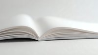 Open blank book with white pages on neutral background, creating minimalist composition for mockup designs, education concepts, or literary themes.