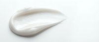 White cream smear isolated on transparent background for skincare cosmetic product design and beauty advertising applications.