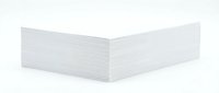Stack of white blank paper sheets on transparent background isolated for office supplies and printing materials design use.