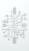 Abstract line art arrows forming symmetrical pattern with curved paths and directional flow on white background for modern design projects.