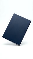 Navy blue leather notebook journal diary isolated on white background for business office stationery design mockup presentations.