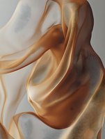 Flowing beige and brown silk fabric creating elegant waves and folds with soft shadows and smooth texture, abstract luxury background for fashion and design projects.