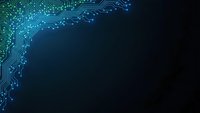 Digital circuit board pattern with glowing blue and green electronic pathways on dark background for technology presentations and tech industry designs.